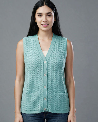 Virsa Textured V-Neck Knit Vest cardigan