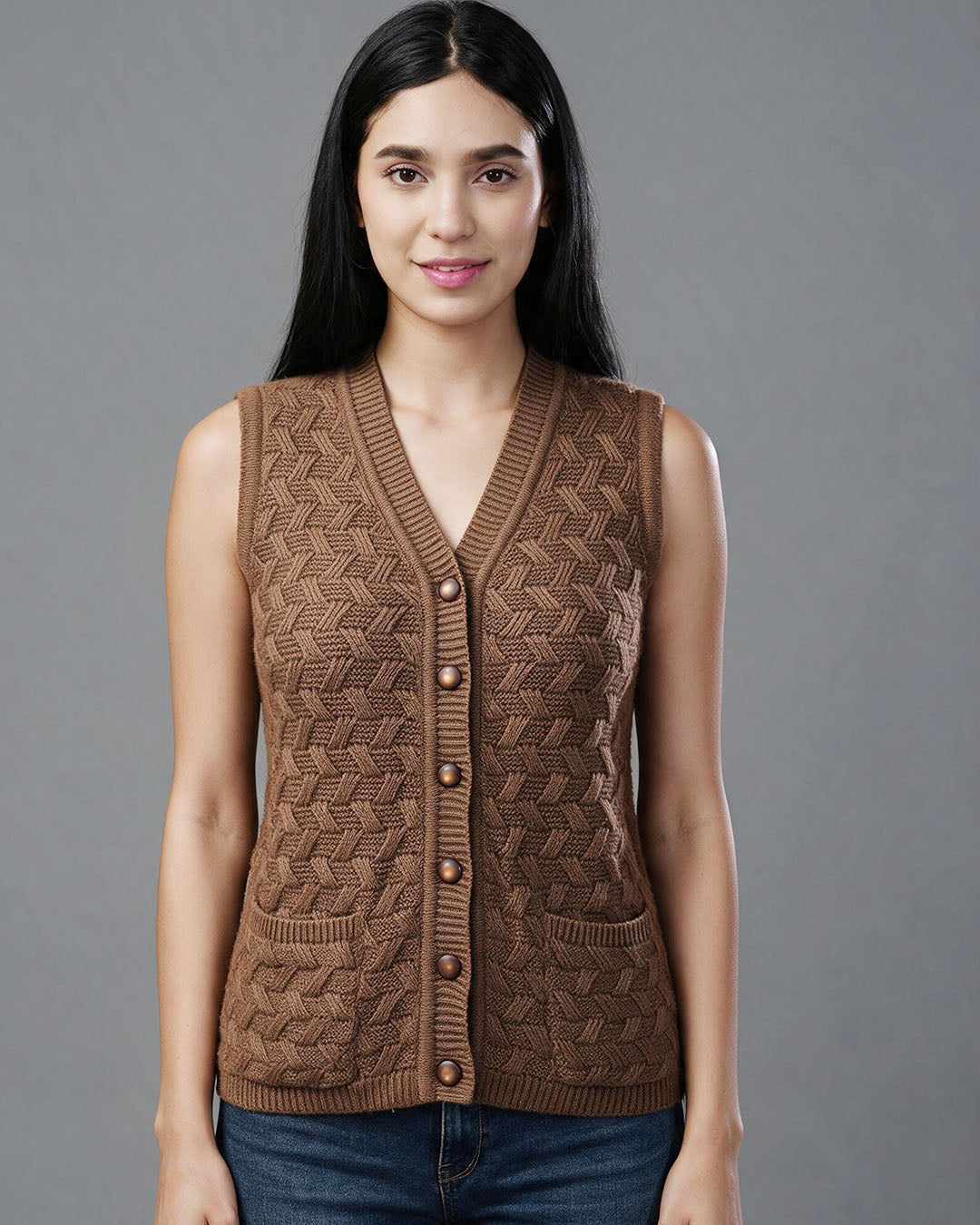 Virsa Heritage Chevron Knit Vest Cardigan