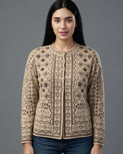 Virsa Embellished Round Neck Cardigan