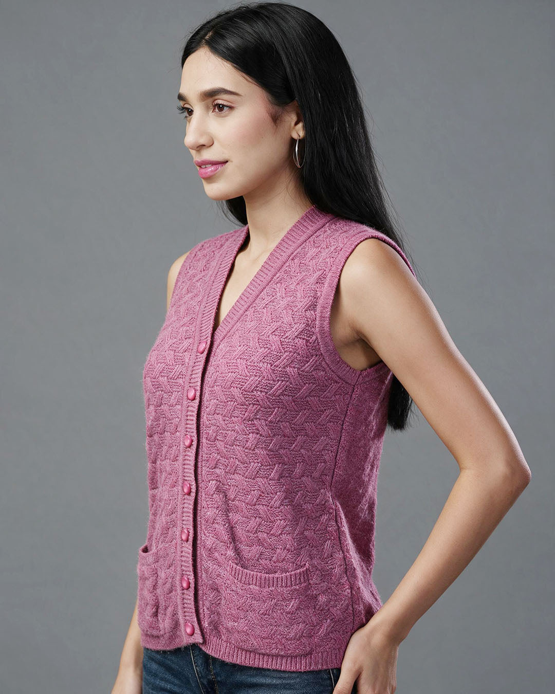Virsa Heritage Chevron Knit Vest Cardigan