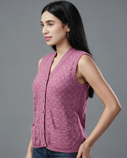 Virsa Heritage Chevron Knit Vest Cardigan