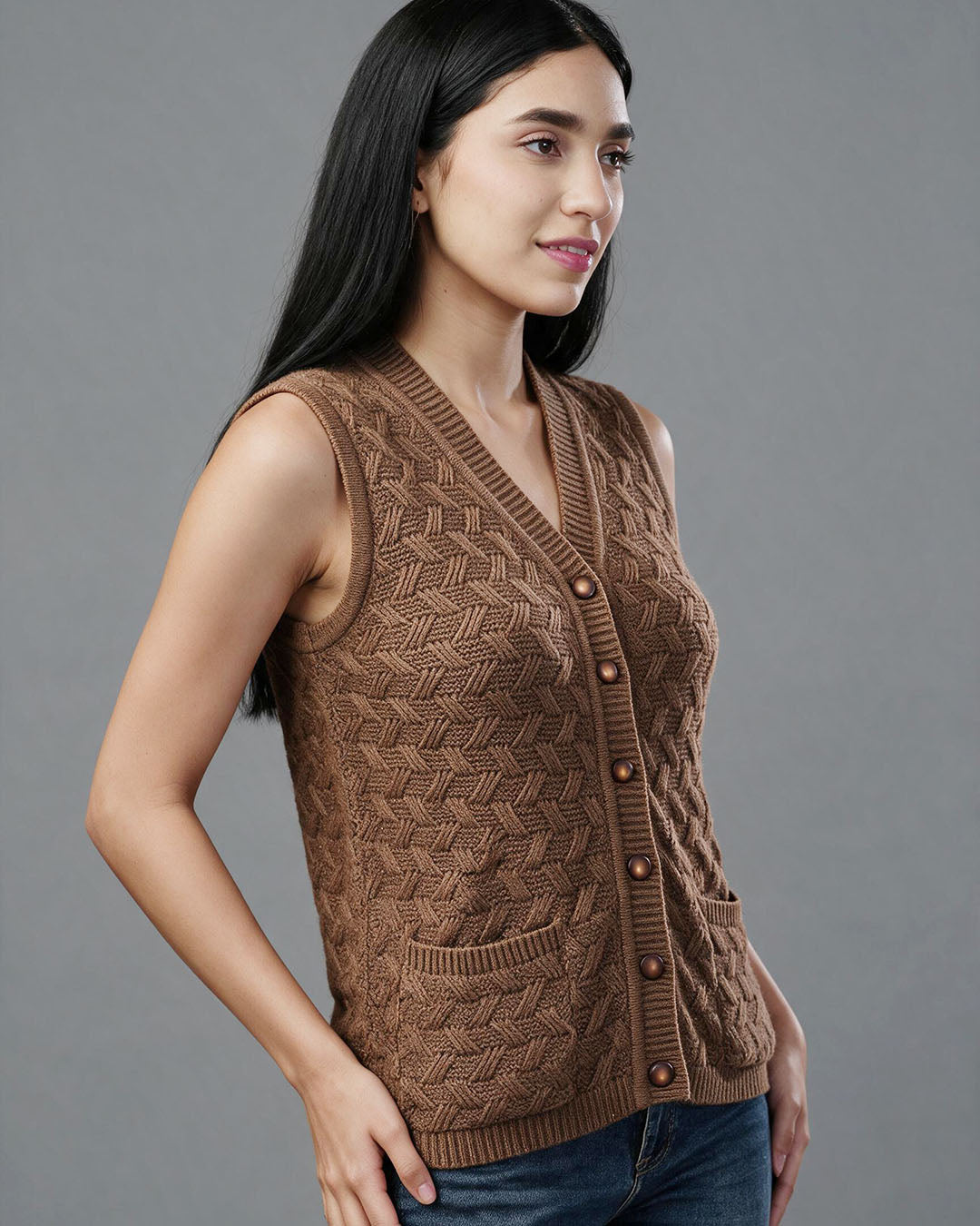 Virsa Heritage Chevron Knit Vest Cardigan