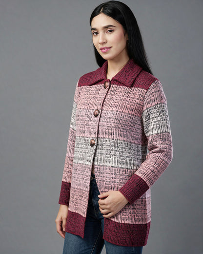 Jacquard Long Cardigan